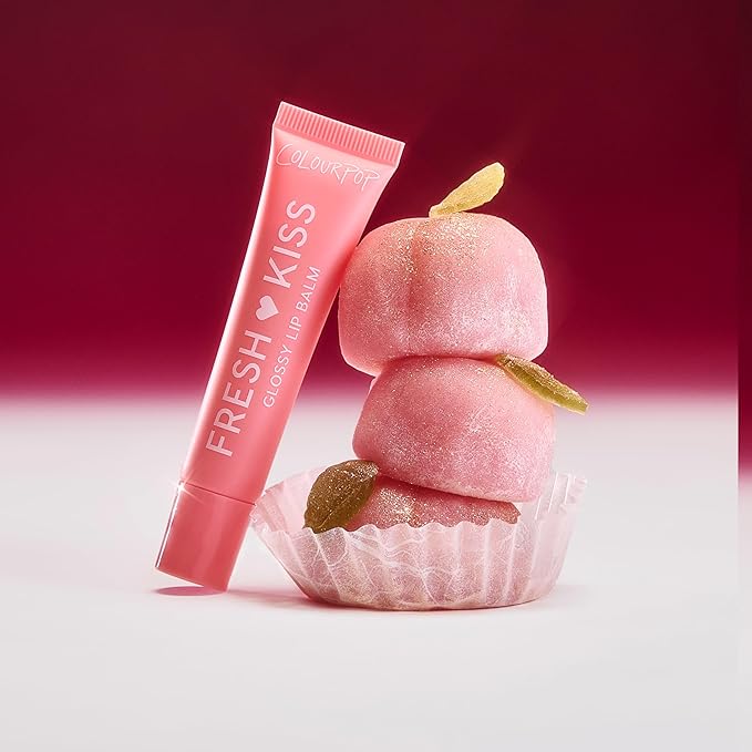 ColourPop Fresh Kiss Glossy Lip Balm - Hydrating Lip Care Enriched with Peptides + Hyaluronic Acid - Pearlescent Shimmer Finish - Vegan + Cruelty-Free - Peach Mochi (0.49 oz)