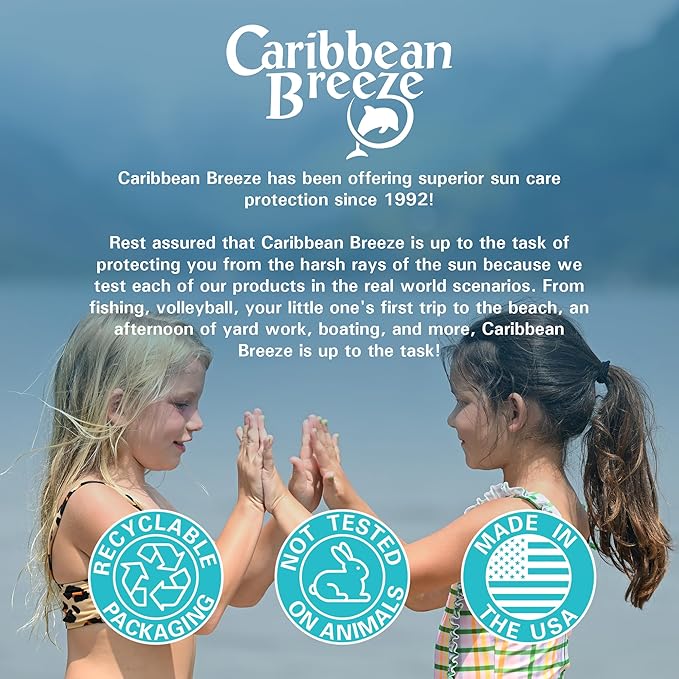 Caribbean Breeze Kids Sunscreen Spray SPF 50, Lotion Sunblock Spray, Sunscreen for Kids & Toddlers, with Green Tea & Pomegranate Extracts, Non-Aerosol Pump for Face & Body, Water Resistant, 8.5 oz