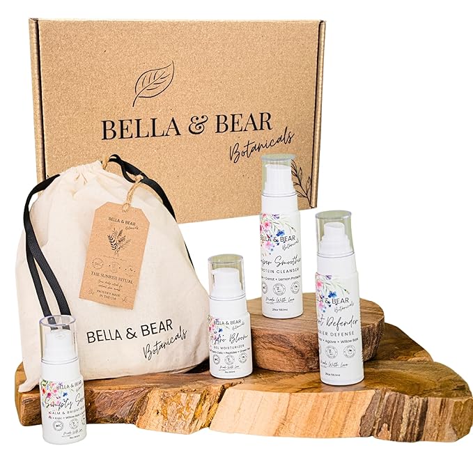 The Sunrise Ritual Skincare Set - AM Routine for Daily Glow, Hydration & Protection - Smoothie Cleanser, Desert Defender Toner, Simply Serene Serum & Hydro Bloom Moisturizer