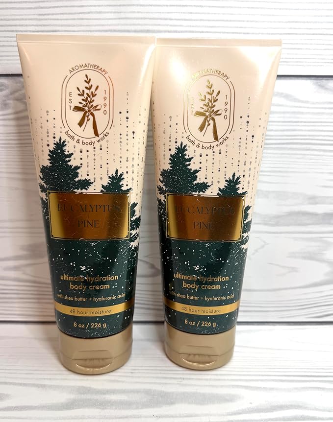 Bath & Body Works Unisex Eucalyptus Pine Ultimate Hydration Body Cream 8 Ounces Pack of 2