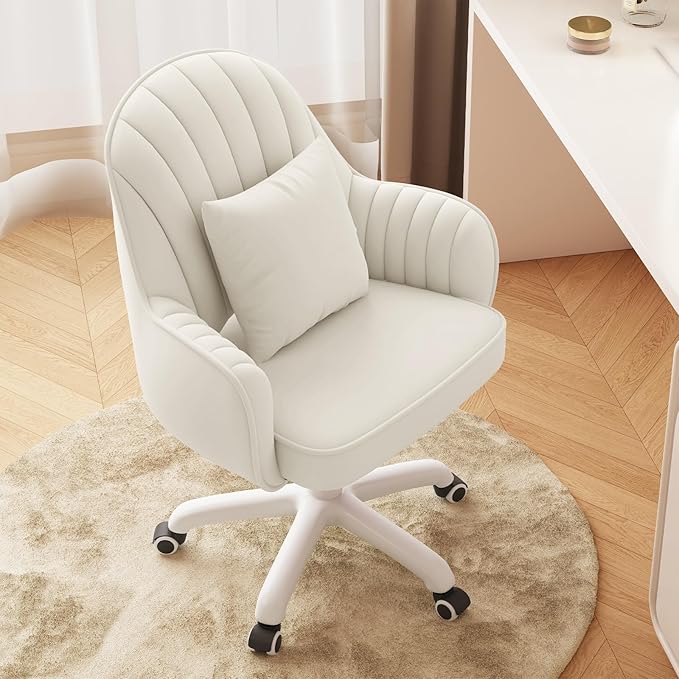 Home Office Chair Velvet Vanity Chairs Makeup Desk Chair with Wheels Mid Back Computer Chairs Height Adjustable Swivel Rolling Task Chair for Living Room, Bedroom, Office