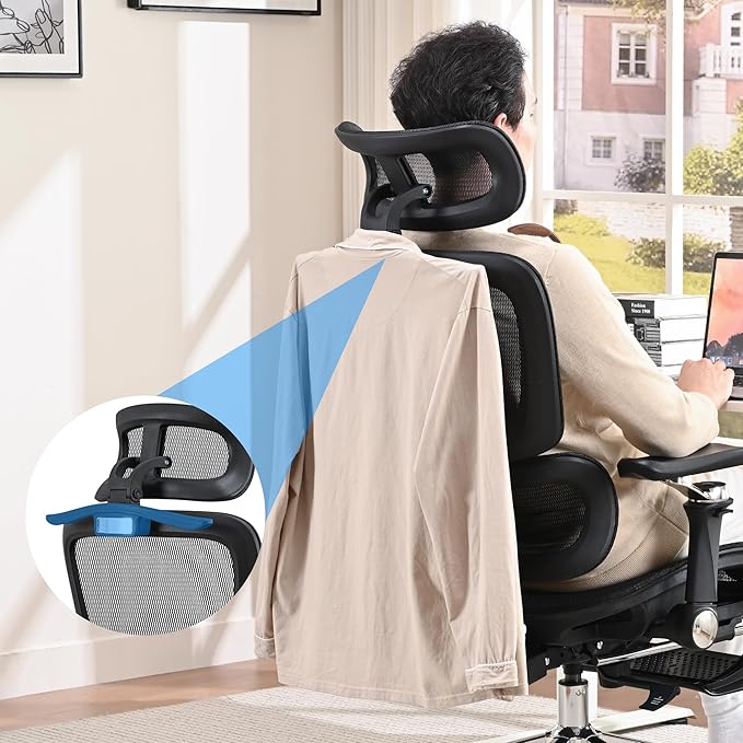 Mesh Ergonomic Office Chair with 6D Armrests,High Back Mesh Gaming Chair with Lumbar Support,Adjustable 3D Headrest for Home Office Desk Chair(Executive, Black)