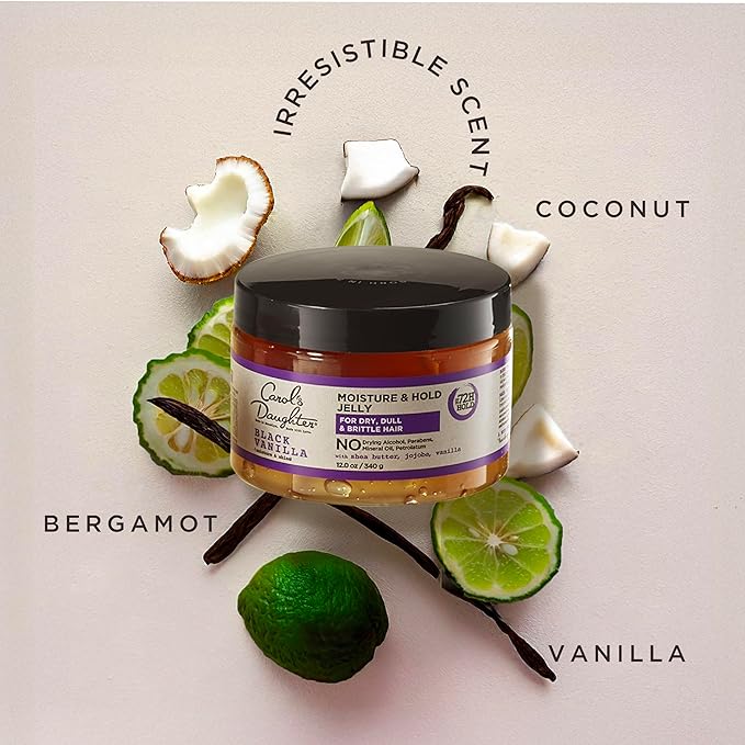 Carol's Daughter Black Vanilla Moisture and Hold Jelly,Hair Gel For Dry Hair with Shea Butter,Jojoba and Vanilla,12 Fl Oz,(Pack of 2)