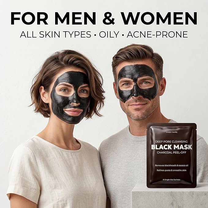 Black Mask Peel Off Face Mask with Activated Charcoal Powder – Korean Blackhead Remover Mask for Nose & Face, Pore Cleaner, Clay Mask & Strips Alternative, Face Mask Skincare for Men & Women, Gift Set