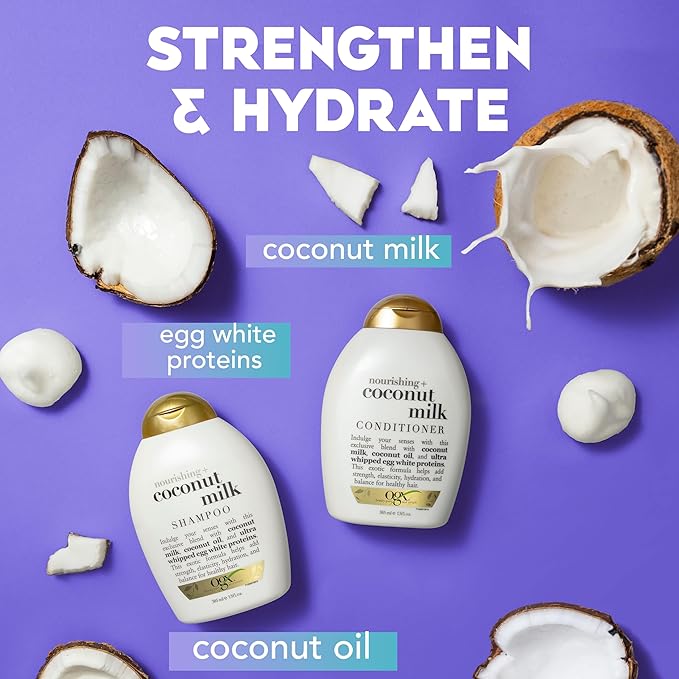 OGX Hair Conditioner, Nourishing Coconut Milk, Sulfate-Free | 13 Fl Oz | Pack of 2