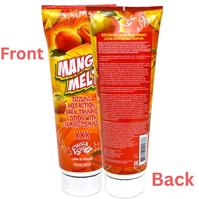 Mango Melt Sizzling Hot Action Dark Tanning Lotion, 8 fl oz, For Indoor or Outdoor Sunning