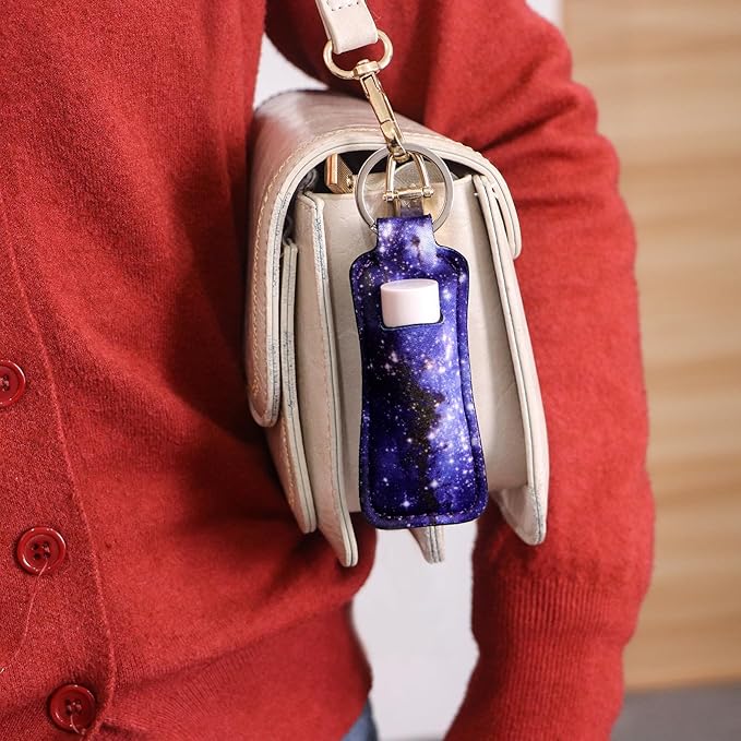 DMLSKY Lip Balm Holder Keychain, Sleeve Pouch for Mini Lipstick, Cute Portable Key Chain Accessories for Lip Gloss