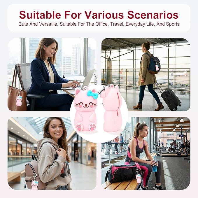 BrainKer Chapstick Holder Key Chain Cute Cartoon Design Lip Balm Holder Keychain Storage Bag Silicone Lip Gloss Holder Case