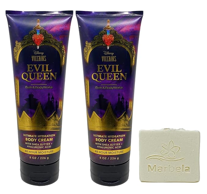 Bath & Body Works Disney Villains Collection - Evil Queen 2 Pack Body Cream Bundle with a Natural Oats Bar Soap - Full Size