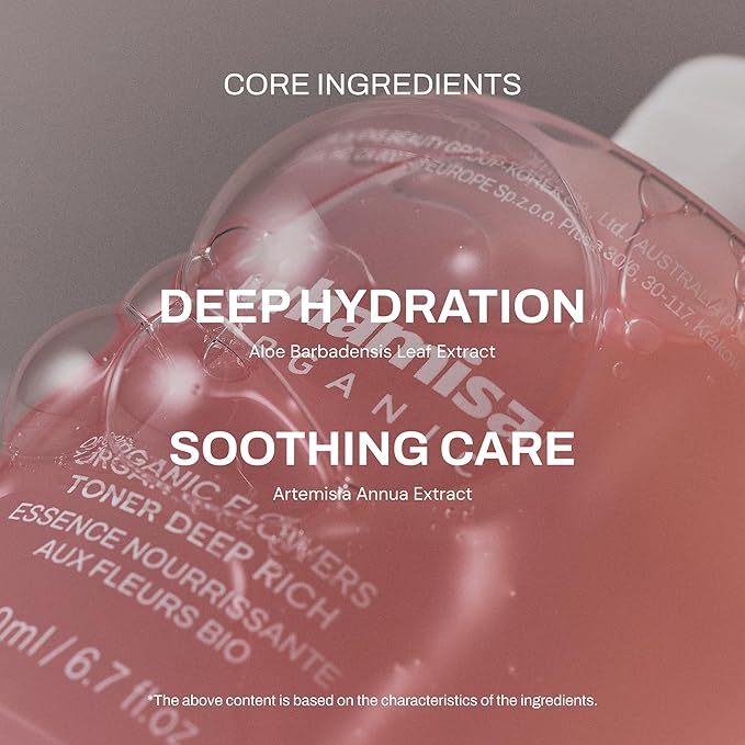 Whamisa Daily Deep Nourishing Duo: Organic Cactus Magic Serum and Flowers Toner Deep Rich Bundle