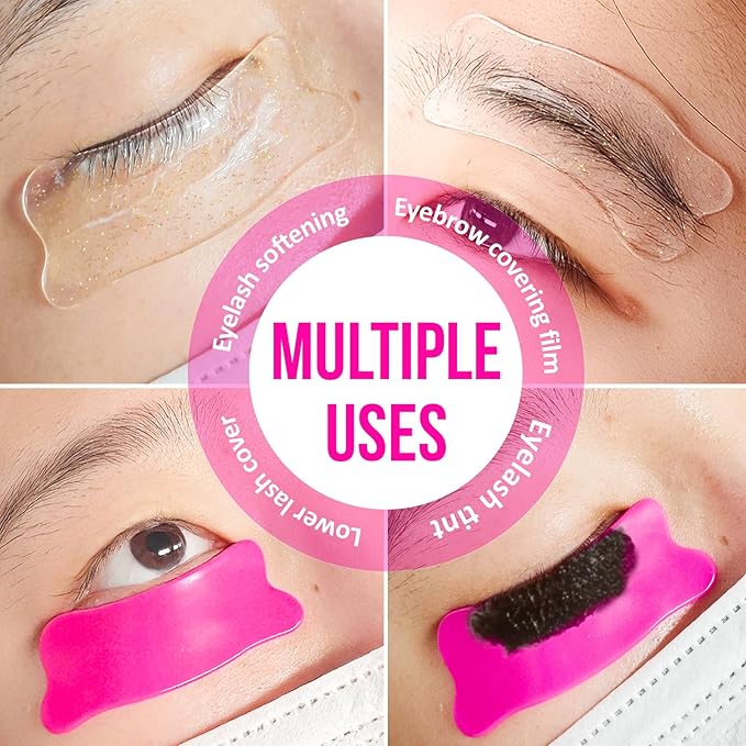 PERMANIA Under Eye Patch Silicone 4 Pcs for Korean Lash Lift & Lash Extensions Remover, Reusable and Soft Makeup Beauty Tool (Rose+Transparent)