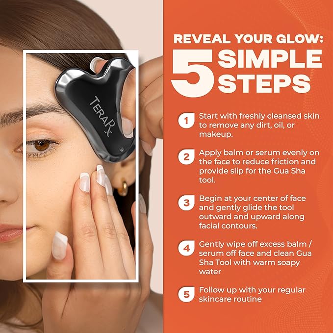 TeraRX® Terahertz Gua Sha for Enhanced Lymphatic Drainage, Reduced Puffiness, and Relieved Facial Tension – 100% Authentic Terahertz Stone Gua Sha Facial Tools