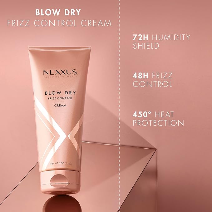 Nexxus Blow Dry Cream Frizz Control for Weightless Style & Volume,with StyleProtect Technology 6 oz,(Pack of 2)