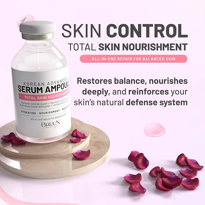 BRÜUN Total Care Complex Ampoule – Retinol Peptide Hydrating Serum for Face and Body, Use with or without Derma Pen (Not Included), 1.18 fl.oz