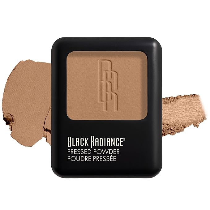 Black Radiance Pressed Powder, Pigment-Rich Matte Finish for Light Skin Tones, Oil-Absorbing Compact with Mirror & Sponge - French Toast
