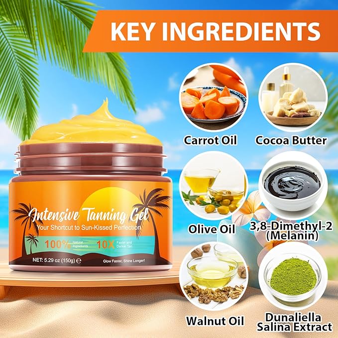 Brown Tanning Cream 5.25 Fl Oz,Lntensive Tanning Gel,Lnstant Tan Enhancer With Added Shimmer - Tan Accelerator Cream, Soft Intensive Luxe for Sunbeds &Outdoor Sun