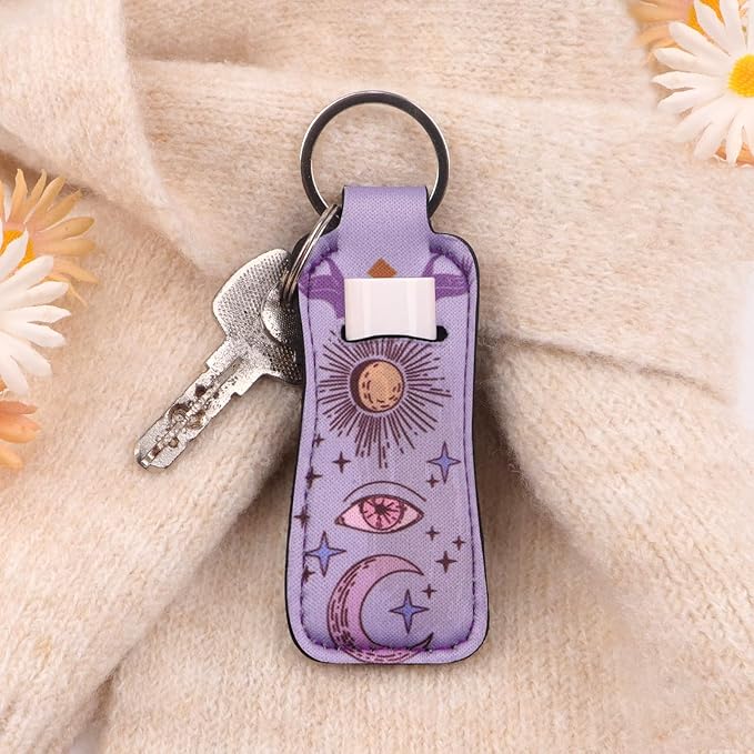 DMLSKY Lip Balm Holder Keychain, Sleeve Pouch for Mini Lipstick, Cute Portable Key Chain Accessories for Lip Gloss