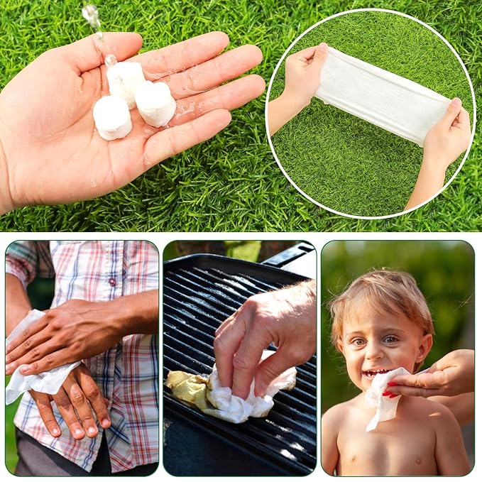 Compressed Towel Tablets 100 Count, Thickened Disposable Face Towel Biodegradable Cotton Cloths, Portable Mini Compressed Washcloths Coin Tissue for Travel, Gym, Home, Outdoor Activities