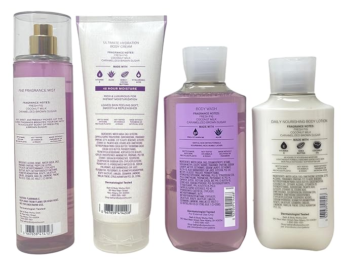 Bath & Body Works Brown Sugar & Fig Fine Fragrance Mist, Ultimate Hydration Body Cream, Body Wash and Body Lotion with a Lavender Dream Bar Soap