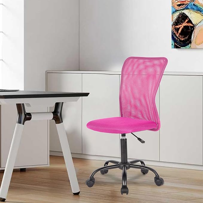 BestOffice Ergonomic Office Chair Desk Chair Mesh Computer Chair Armless Back Support Modern Executive Rolling Swivel Chair with Lumbar Support(Pink)