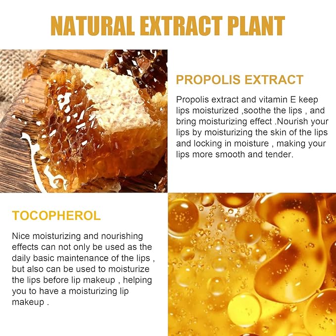 2 Pcs Lip Balm Honey Pot,Honey Propolis Lip Mask Hydrating & Prevention Dry and Cracked Lip Scrubs Exfoliator
