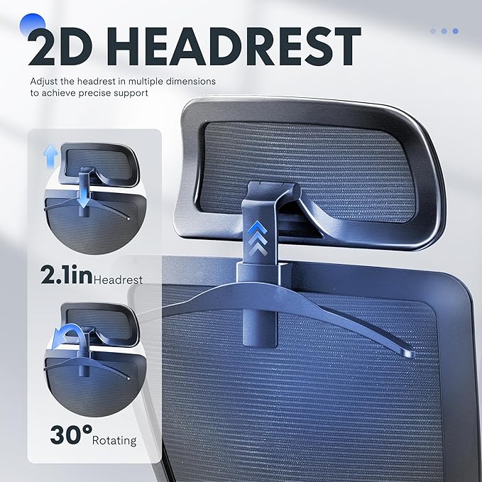 FLEXISPOT Classic Ergonomic Office Chair with High Back Swivel Computer Chair Executive Office Desk Chairs, with Lumbar Support/2D Headrest/Lockable Tilt Function, Foam Seat Cushion, Gray