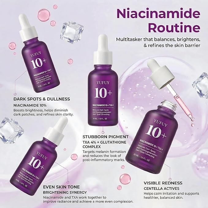 Niacinamide 10 + TXA 4 Serum for Face, Korean Facial Glass Skin Care Centella Serum Dark Spot Corrector Cream, Tranexamic acid Uneven Skin Tone, Pore Care for Sensitive Skin (30ml/1.01 Fl.Oz)