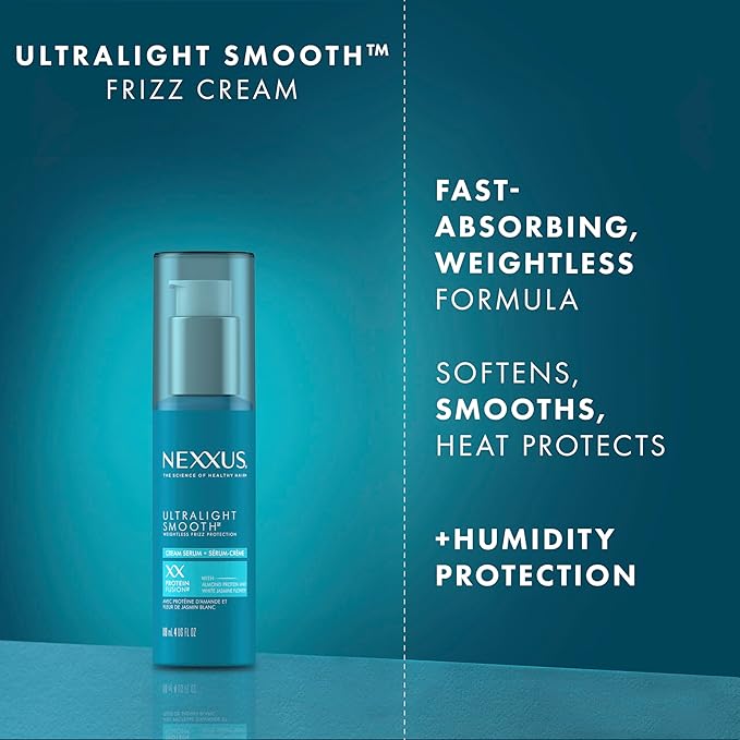 Nexxus Ultralight Smooth Frizz Defy Cream Serum for Frizzy and Dry Hair 4 fl oz,(Pack of 2)