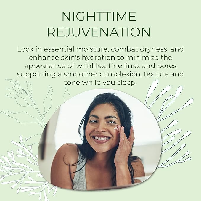Sea-El Kelp Tamanu Oil Night Cream Hydrating Face Moisturizer Reparative Skin Softening Skincare - Nighttime Anti Aging Facial Lotion for Women & Men - 1 Oz