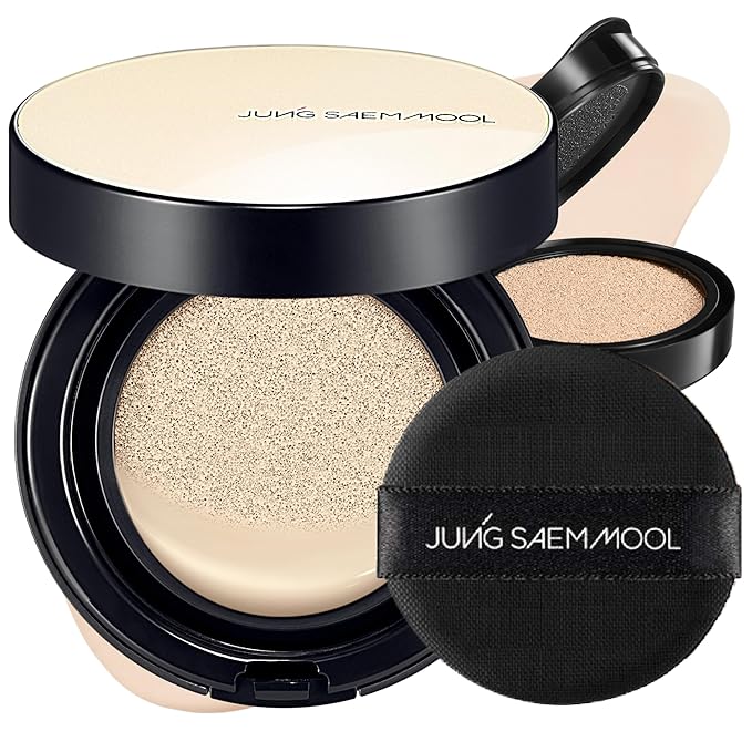 JUNG SAEM MOOL Essential Skin Nuder Cushion | Natural Finish, Buildable Coverage Cushion Foundation by Korean Makeup Artist (Refill Included, 0.98 Fl Oz, SPF 50), 13 Fair