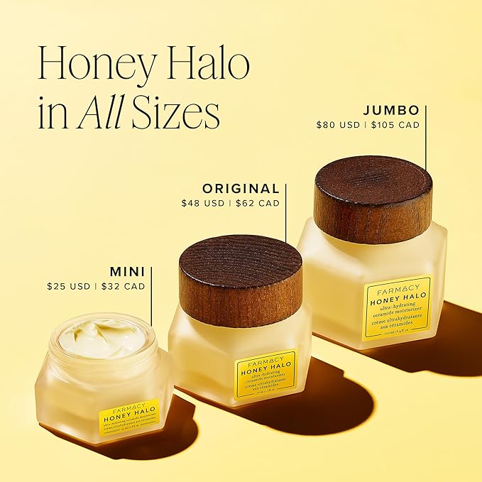 Farmacy Ceramide Face Moisturizer - Honey Halo Ultra Hydrating Facial Moisturizer with Buckwheat Honey + Ceramides - Helps Restore Barrier + Replenish Dryness - Plumping Skin Care for Dry Skin (100ml)