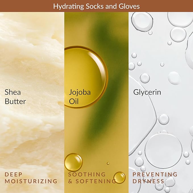 Epielle Hydrating Hand Mask 6 Pairs, Relieve and Soften with Shea Butter & Jojoba Oil, Deep Moisturizing Gloves for Dry, Cracked Hands, Self Care Gifts for Women, Spa Kit, Easter Basket Stuffers