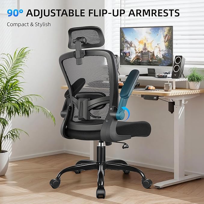 FelixKing Office Chair, Desk Chair with Adjustable Lumbar Support, Ergonomic Computer Chair with High Back and Armrest, Adjustable Height Gaming Chair Home Office Swivel Chair, Pack of 2, Black