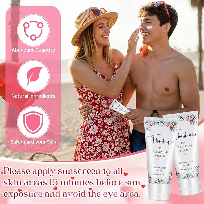 36 Pcs Mini Sunscreen Bulk for Summer Party Wedding SPF 30 Water Resistant Sunscreen Lotion Bulk 1oz Travel Size for Thank You Gifts Wedding Party Supplies (Floral)