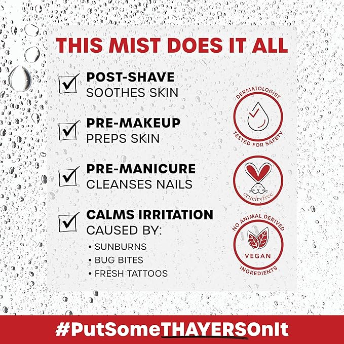 Thayers Alcohol-Free Witch Hazel Facial Mist Toner with Aloe Vera, Rose Petal, Soothing and Hydrating, for All Skin Types, Trial Size, 3 oz
