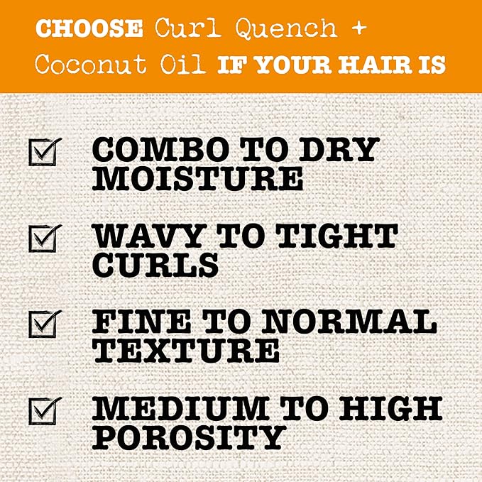 Maui Moisture Curl Quench + Coconut Oil Hydrating Curl Cream Smoothie, Curly Hair Styling Cream with Coconut Oil & Papaya Butter Helps Tame Frizz & Enhance Softness, Silicone Free, 12 oz