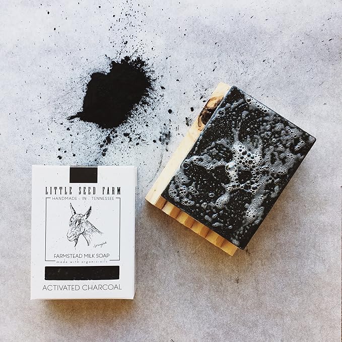 Little Seed Farm Activated Charcoal Bundle - Moisturizer + Soap + Antioxidant Serum + Facial Mist Toner