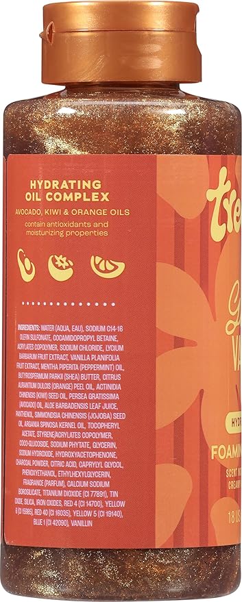 Tree Hut Golden Vanilla Foaming Gel Wash, Hydrating & Moisturizing Body Wash with Shea Butter & Natural Oils, Gentle Cleansing for Soft & Smooth Skin, Body Cleanser for Self-Care, 18 oz