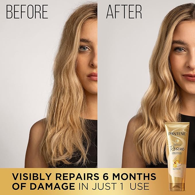 Pantene Miracle Rescue Deep Conditioner with Melting Pro-V Pearls - For Dry,Damaged,or Color-Treated Hair - Intense Moisture & Repair - 8.0 Oz,(Pack of 12)