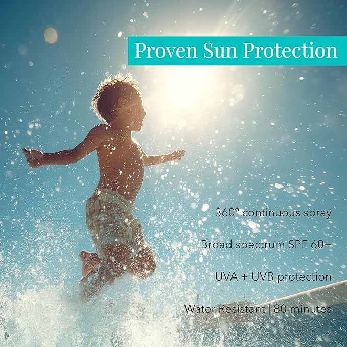 SolRX SPORT KID's SPRAY SPF 60+ Sunscreen Spray SPF60+, Reef Friendly, Broad Spectrum Sunscreen for Face and Body, Oxybenzone Free