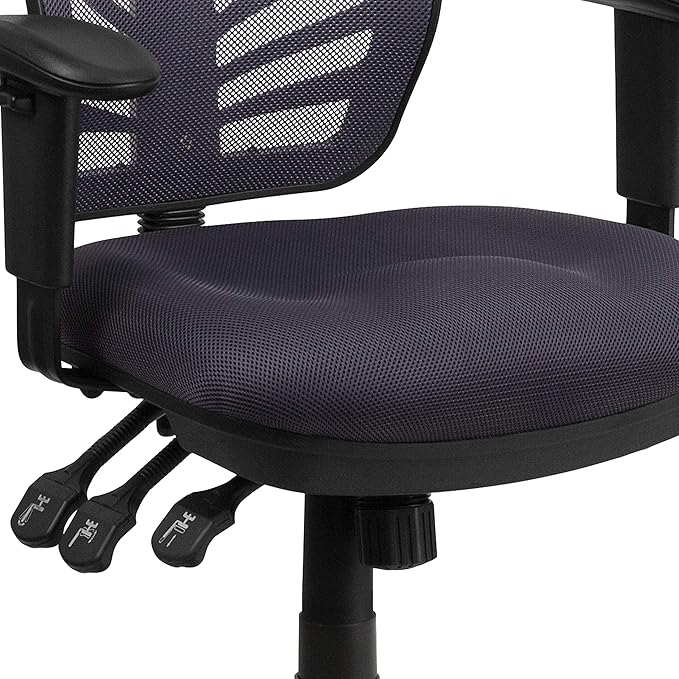 Flash Furniture Nicholas Mid-Back Swivel Office and Gaming Chair, Ergonomic Mesh Office Chair with Adjustable Lumbar Support and Height, Dark Gray
