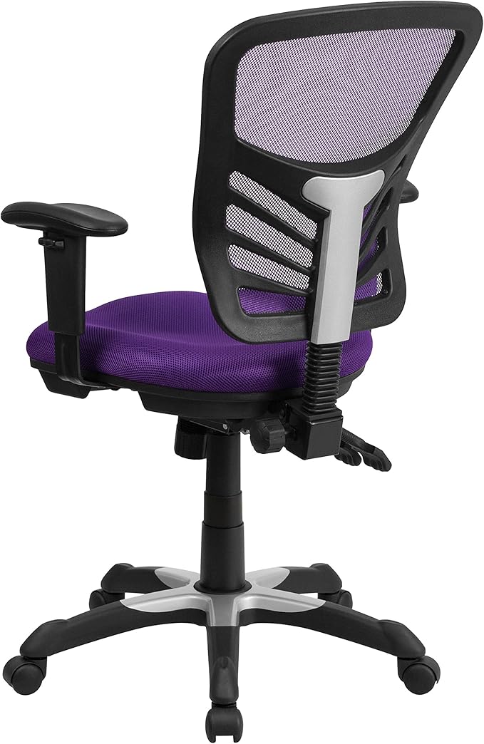 Flash Furniture Nicholas Mid-Back Swivel Office and Gaming Chair, Ergonomic Mesh Office Chair with Adjustable Lumbar Support and Height, Purple