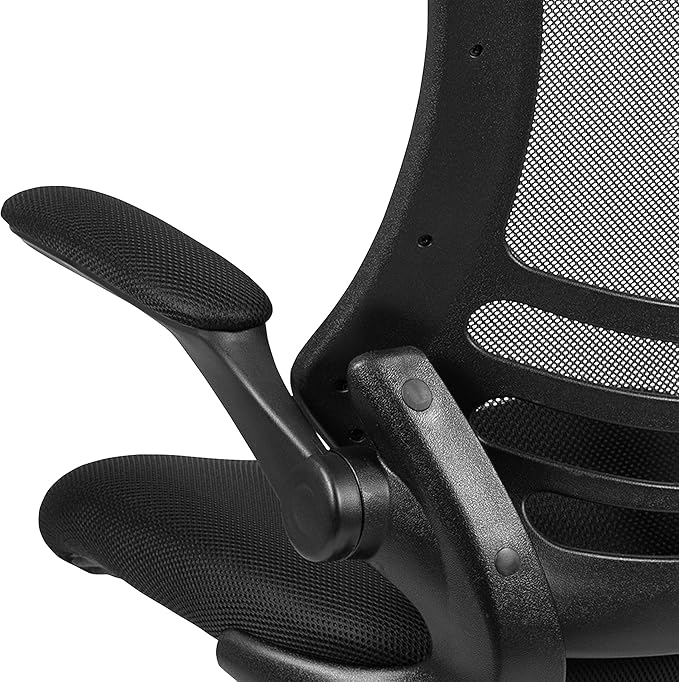 Flash Furniture Kelista Mid-Back Black Mesh Swivel Ergonomic Task Office Chair with Flip-Up Arms - Set of 5