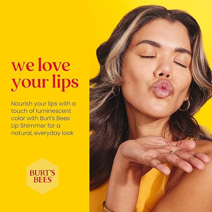Burt's Bees Lip Balm, Moisturizing Lip Shimmer for Women, for All Day Hydration, with Vitamin E & Coconut Oil, 100% Natural, Apricot, 0.09 Ounce