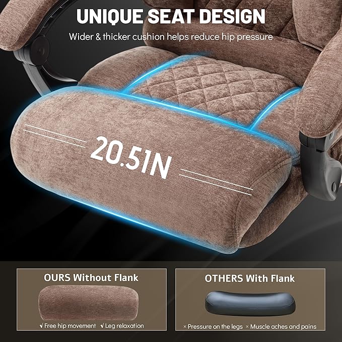 Massage Office Chair with Foot Rest,6 Points Vibration & Heat Executive Office Chairs for Heavy People,500LBS Big and Tall Office Chair,Ergonomic Reclining Desk Chair,Dual-Use Pillow,Home Office,Brown