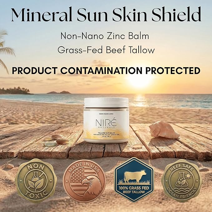 Tinted Mineral Sun Balm for Face. Chemical Filter-Free, Beef Tallow Non-Nano Zinc Formula, Made in USA, Non Toxic Ingredients