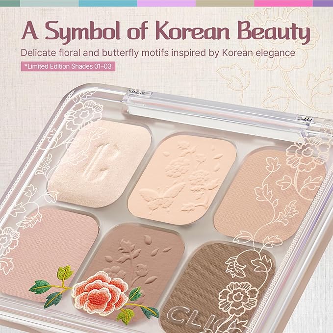 CLIO Muse Master Eyeshadow Palette, Korean Royal Heritage Edition, Neutral Beige 6-Color Eyeshadow Palette with Matte Satin Shimmer, Blendable Baked Cream Powder Formula (03 BEIGE ONE STEP)