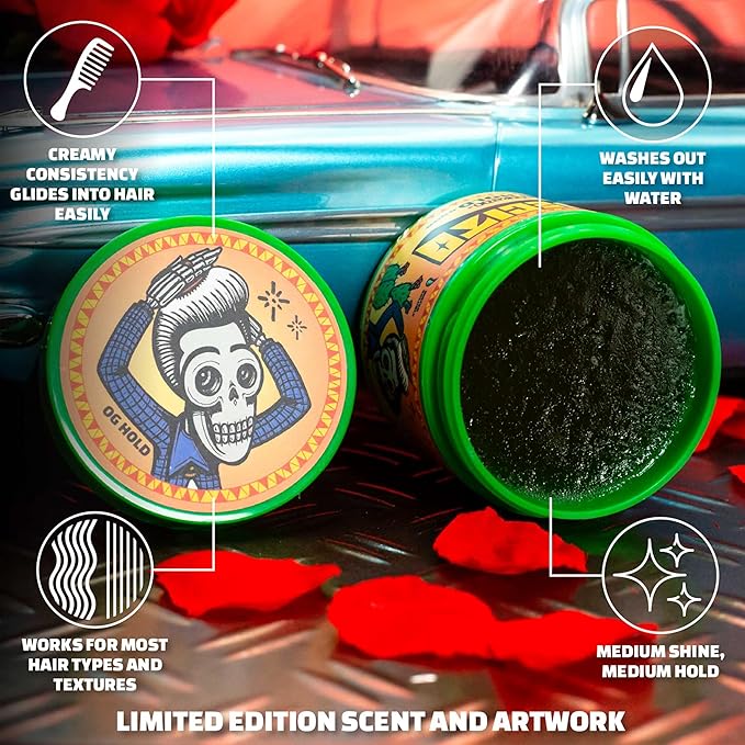 Suavecito Pomade Spring Edition Original Hold For Men 4 oz, 1 Pack - Medium Shine Water Based Wax Like Flake Free Hair Gel - Easy To Wash Out - All Day Hold For All Hairstyles - El Dorado scent