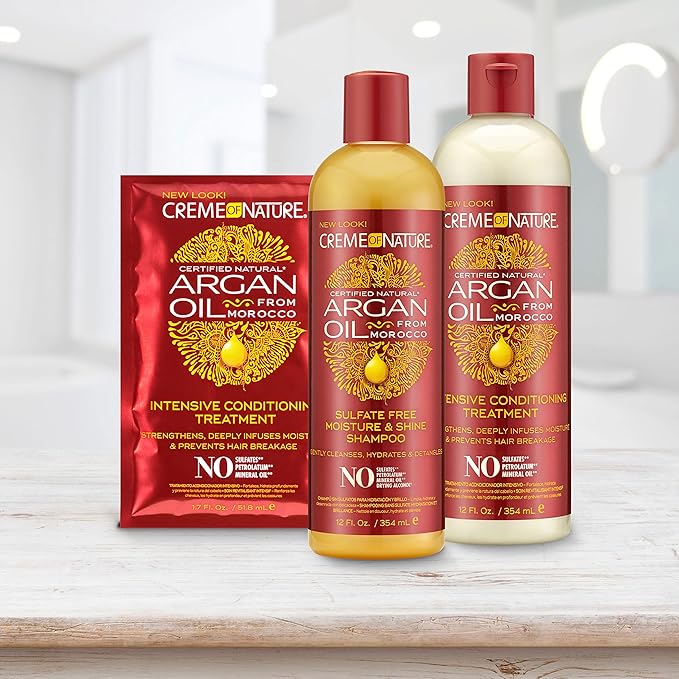 Creme of Nature Intensive Conditioning Treatment, Strengthens & Deeply Infuses Moisture, Prevents Breakage, Infused with 100% Organic Argan Oil, 12 oz