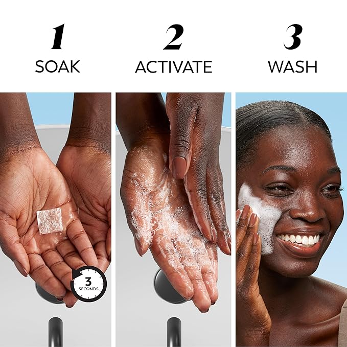 Olay Face Wash, Vitamin C Cleansing Melts, Daily Use Gentle Cleanser, For All Skin Types, Travel Size, Soft Citrus Scent, Water-Activated to Clean, Tone, and Refresh, 64ct (2 Pack x 32ct)